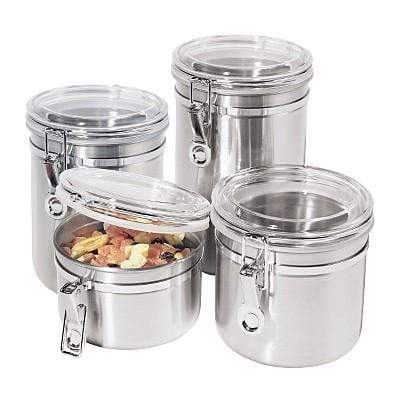 2 OGGI Stainless Steel Kitchen Canisters Airtight Clamp Lids 4.75