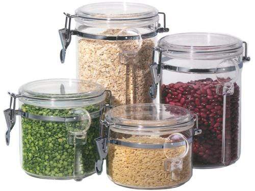 Oggi 9322 5-Piece Acrylic Canister Set with Airtight Clamp Lids-Food  Storage Container 