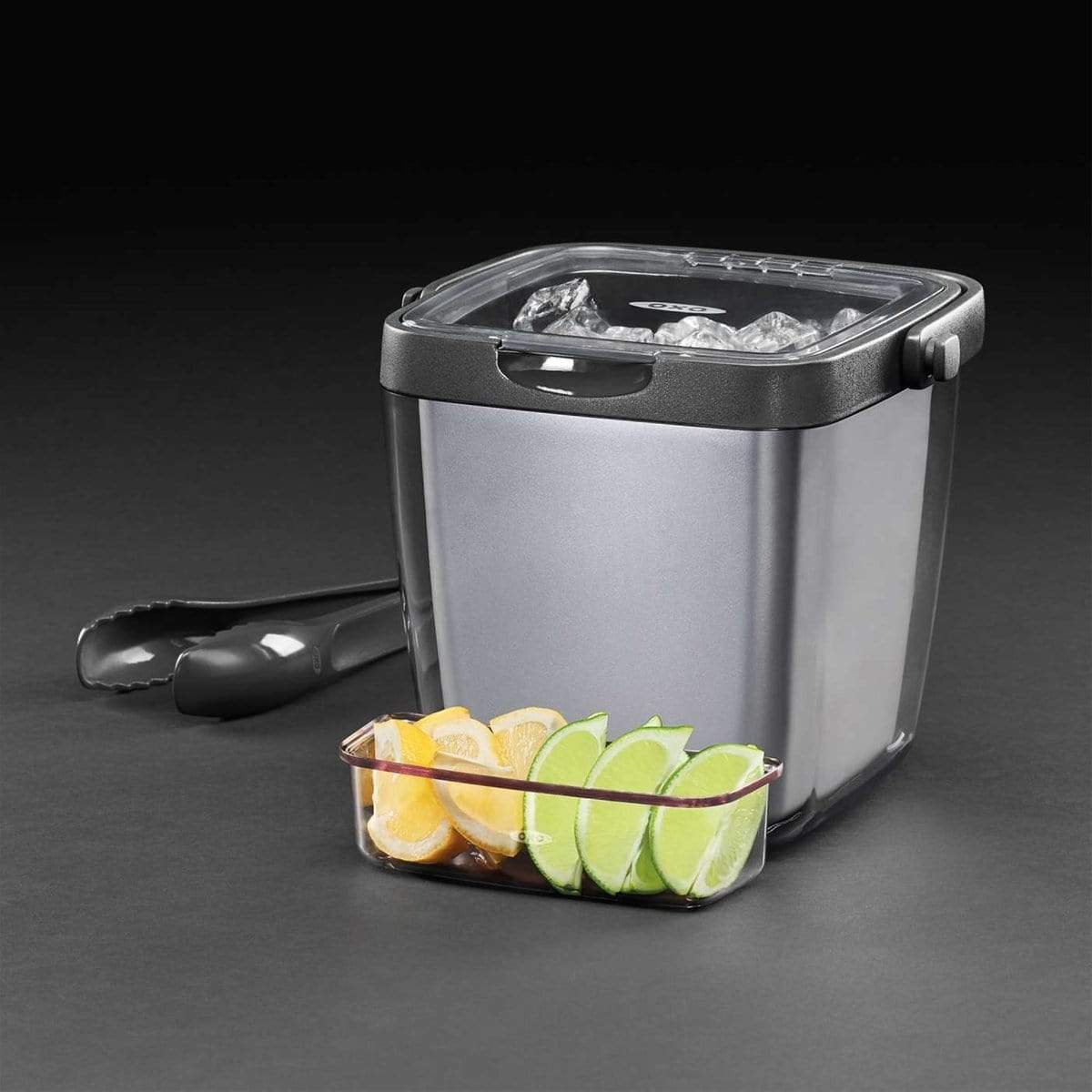 OXO Stainless Steel Ice Bucket Double Wall Includes Tongs and Tong Holder  P&G