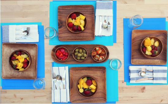 Pacific Merchants 12in Acacia Wood Square Serving Tray