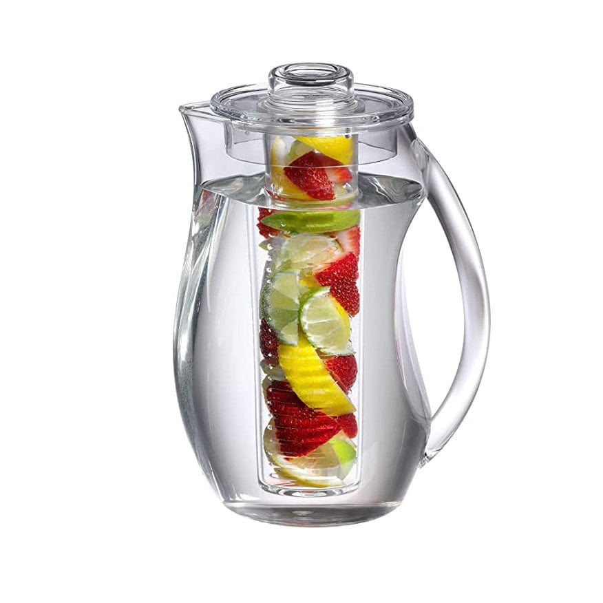 Luminarc 57.5 oz. Clear Quadro Pitcher with White Lid & Infuser Tube 