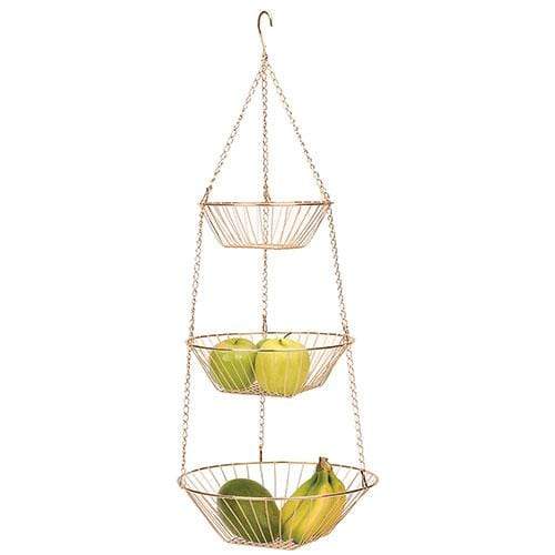 3 tier metal hanging planter RSVP Copper Wire 3-Tier Hanging Basket