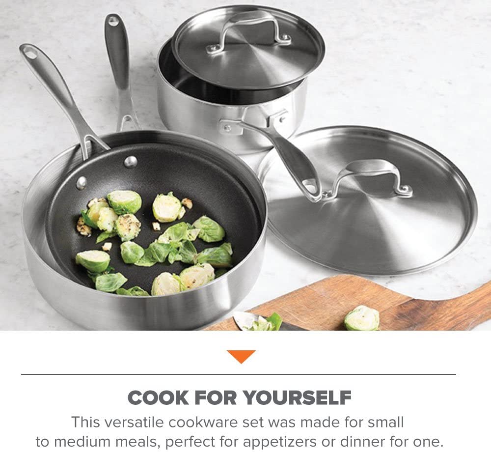 NEW American Kitchen Cookware Tri-Ply Stainless Steel 10 Saute Pan w Lid  USA