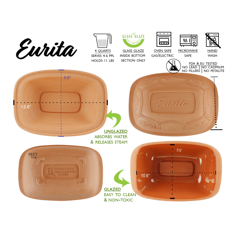 Eurita Clay Loaf Pan with Lid, 2 Quarts – Reston Lloyd