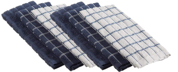 Kitchen Dish Towels 100% Cotton 19x26 Pack of 9 Blue and White