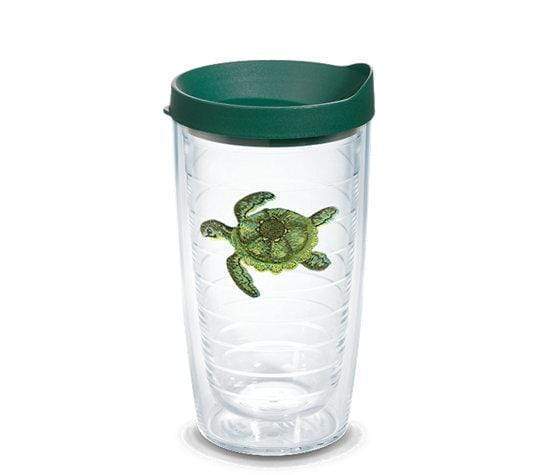 Tervis Tumbler 16 oz Green Turtle Emblem With Lid