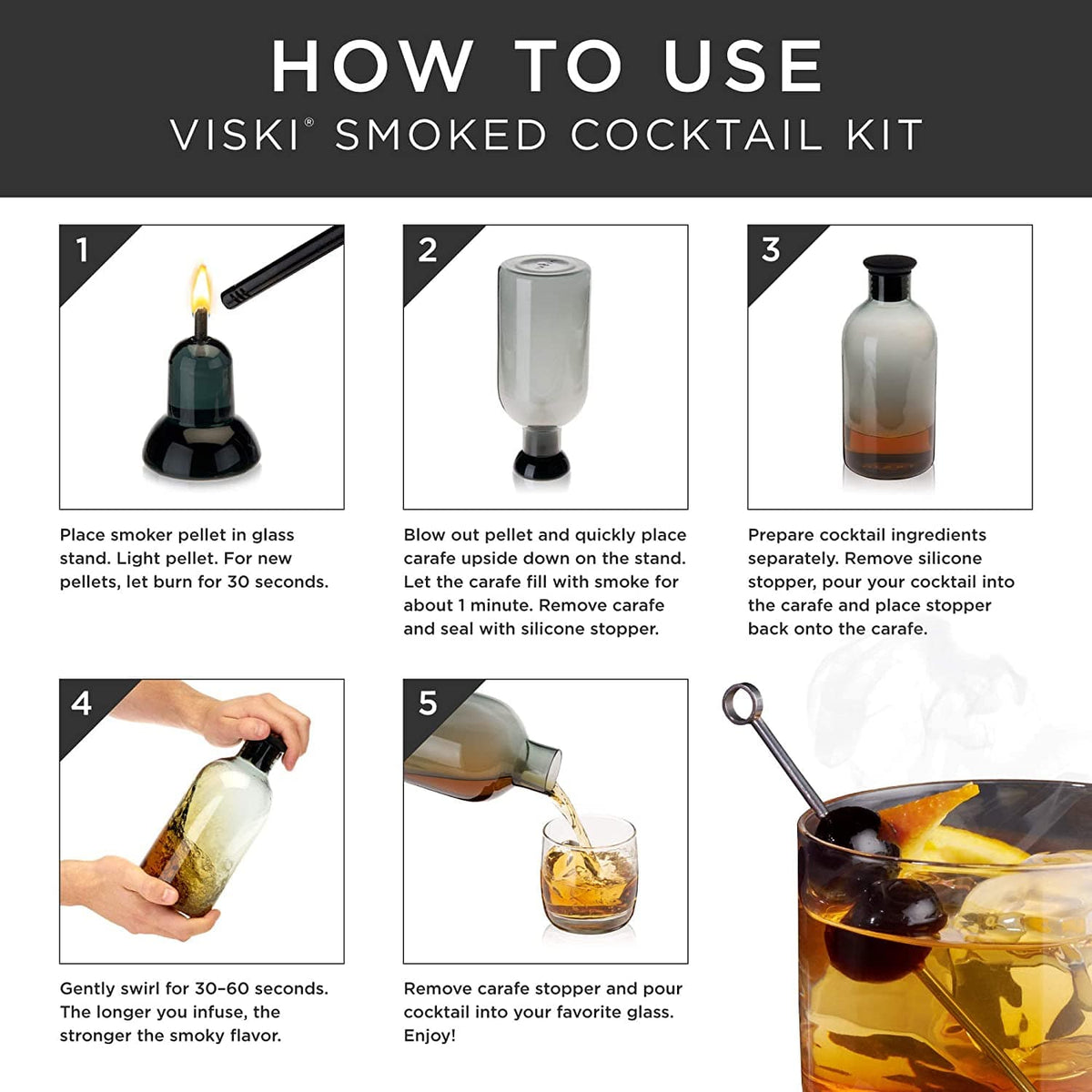 Barware Acessories Viski Smoked Cocktail Kit