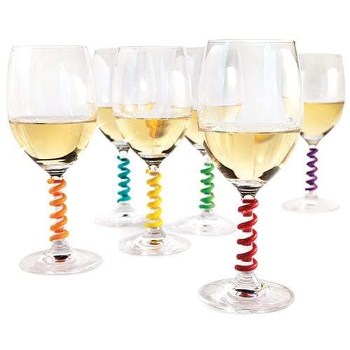 True Fabrications Stem Spring Wine Charms - Silicone (Set Of 6)