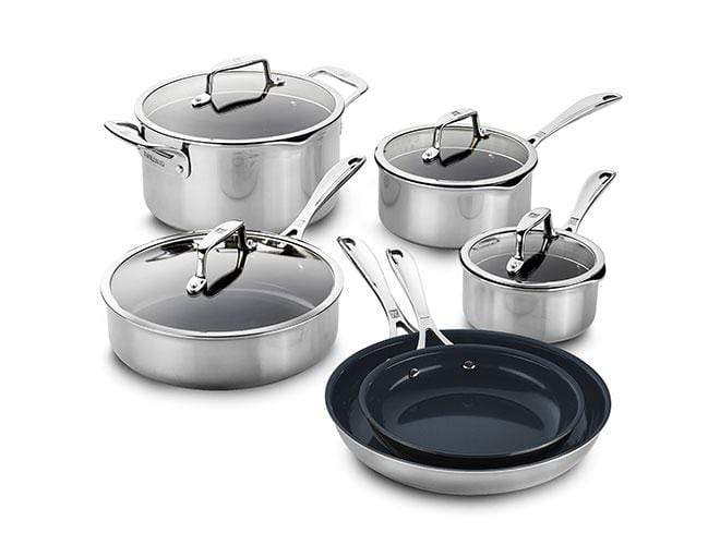 Cookware Sets Zwilling Clad CFX 10 Piece Stainless Steel Ceramic Non-Stick Cookware Set